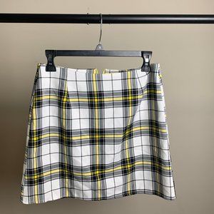 yellow and black plad mini skirt